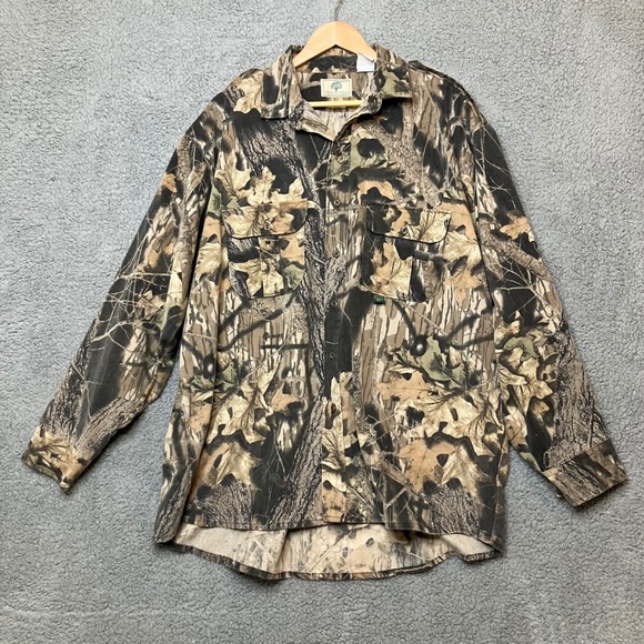 VTG Mossy Oak Shirt Men 2XL Fall Foliage Camo Button Up Long Sleeve Hunting USA - Picture 3 of 11